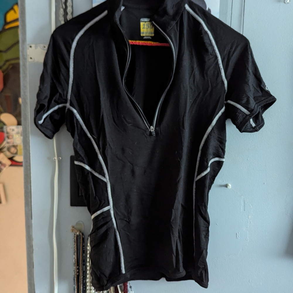 Icebreaker Women's Black Merino Wool Half Zip Running Hiking Workout Shirt
